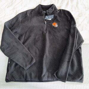 NWT Cutter & Buck Cleveland Browns Throwback Cascade Eco Sherpa Quarter-Zip XXXL